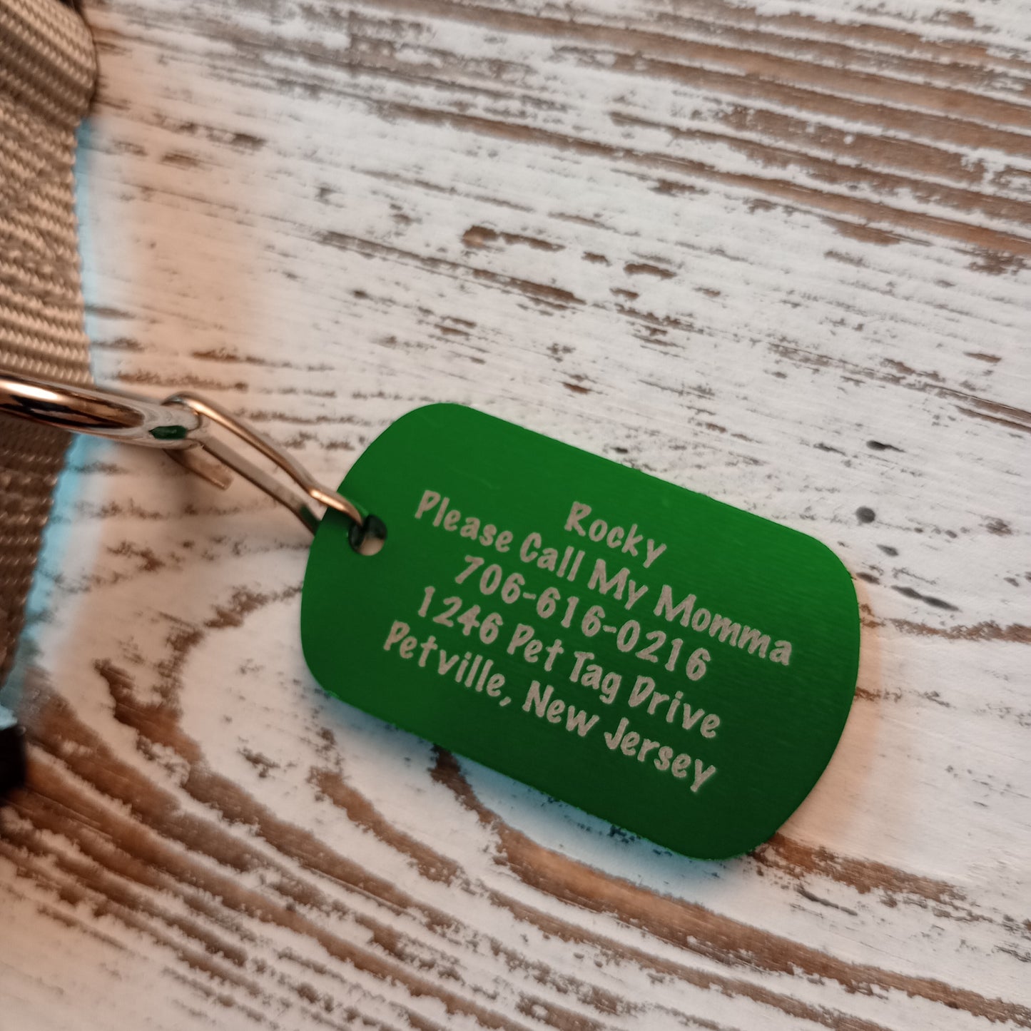 Green Military Style Pet Tag