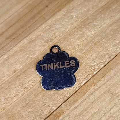 Silver Colored Glitter Paw Pet Tag (1 inch)