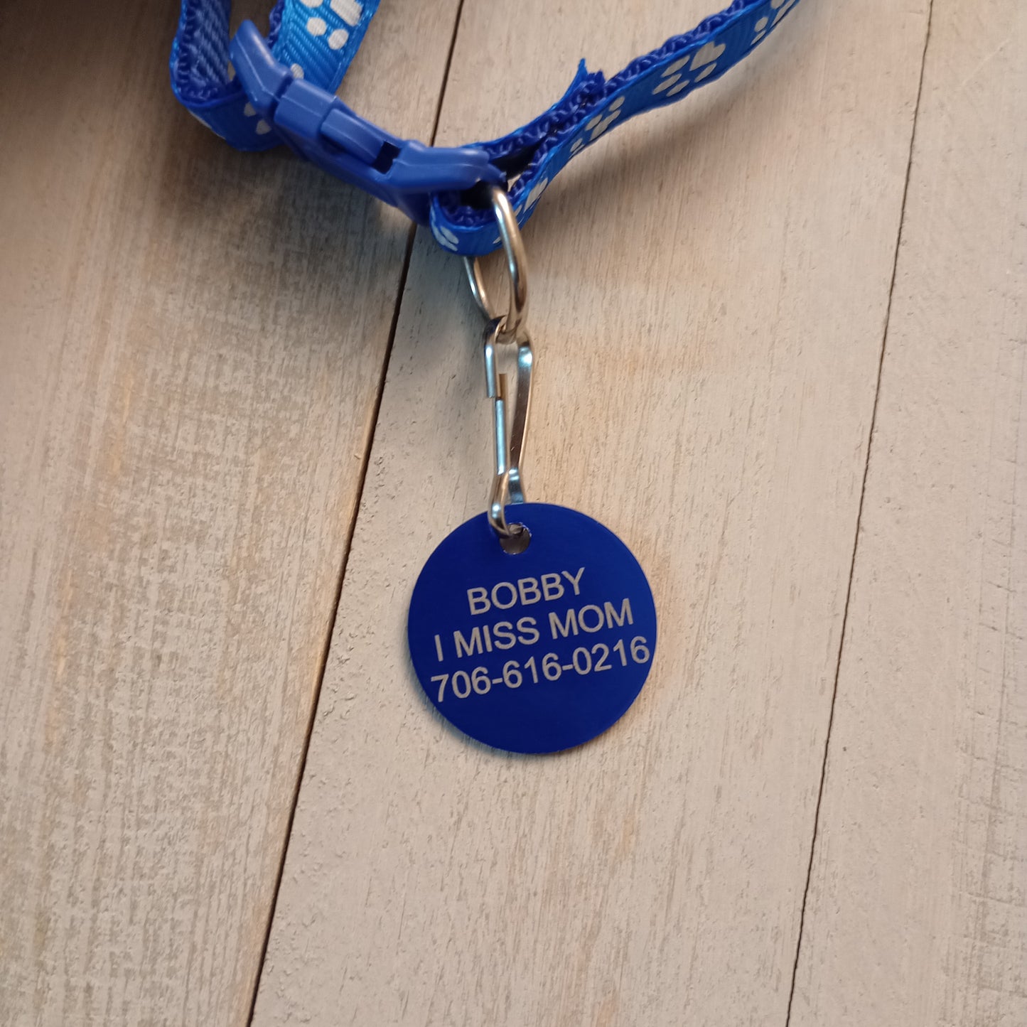 Dark Blue Round Pet Tag