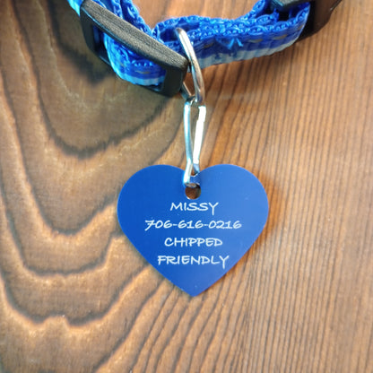 Dark Blue Heart Shaped Pet Tag