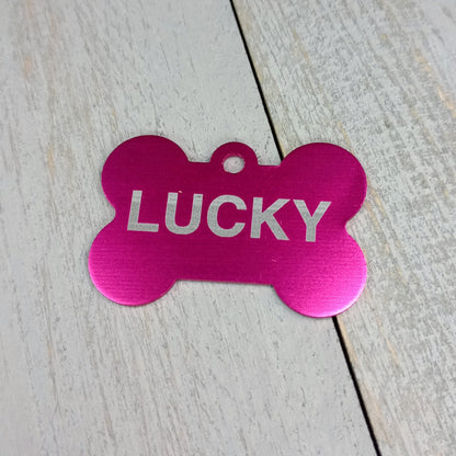 Dark Pink Bone Shaped Pet Tag