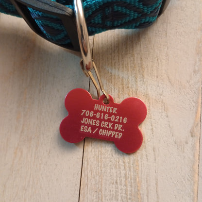 Dark Pink Bone Shaped Pet Tag