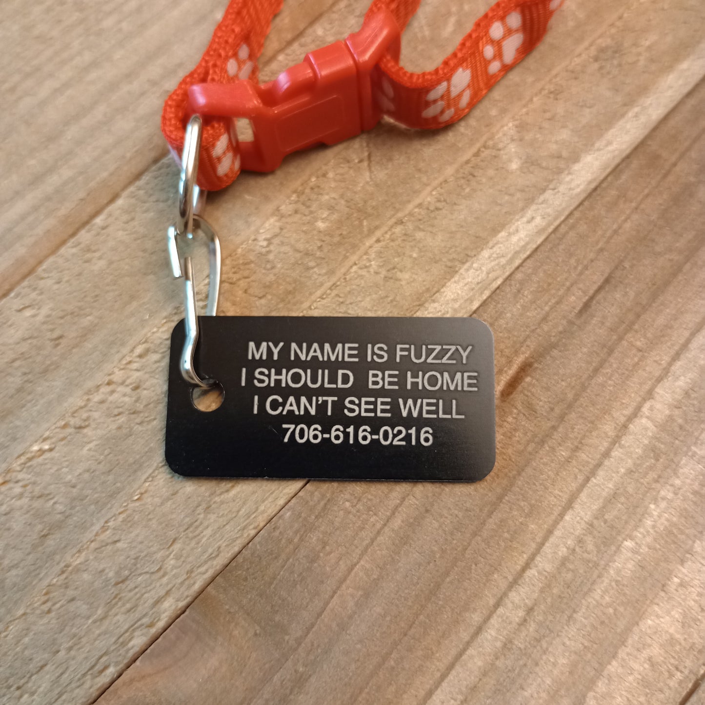 Black Rectangular Pet Tag