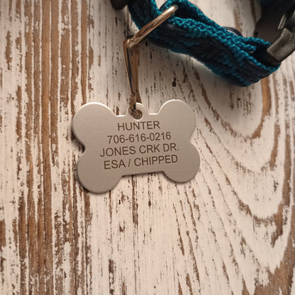 Silver Colored Bone Shaped Pet Tag