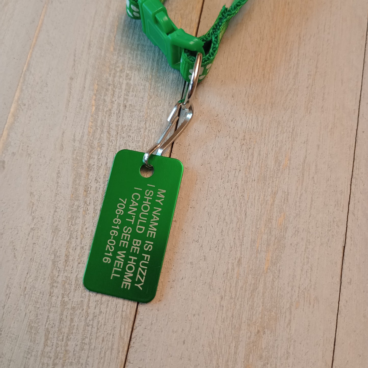 Green Rectangular Pet Tag,