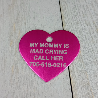 Dark Pink Heart Shaped Pet Tag