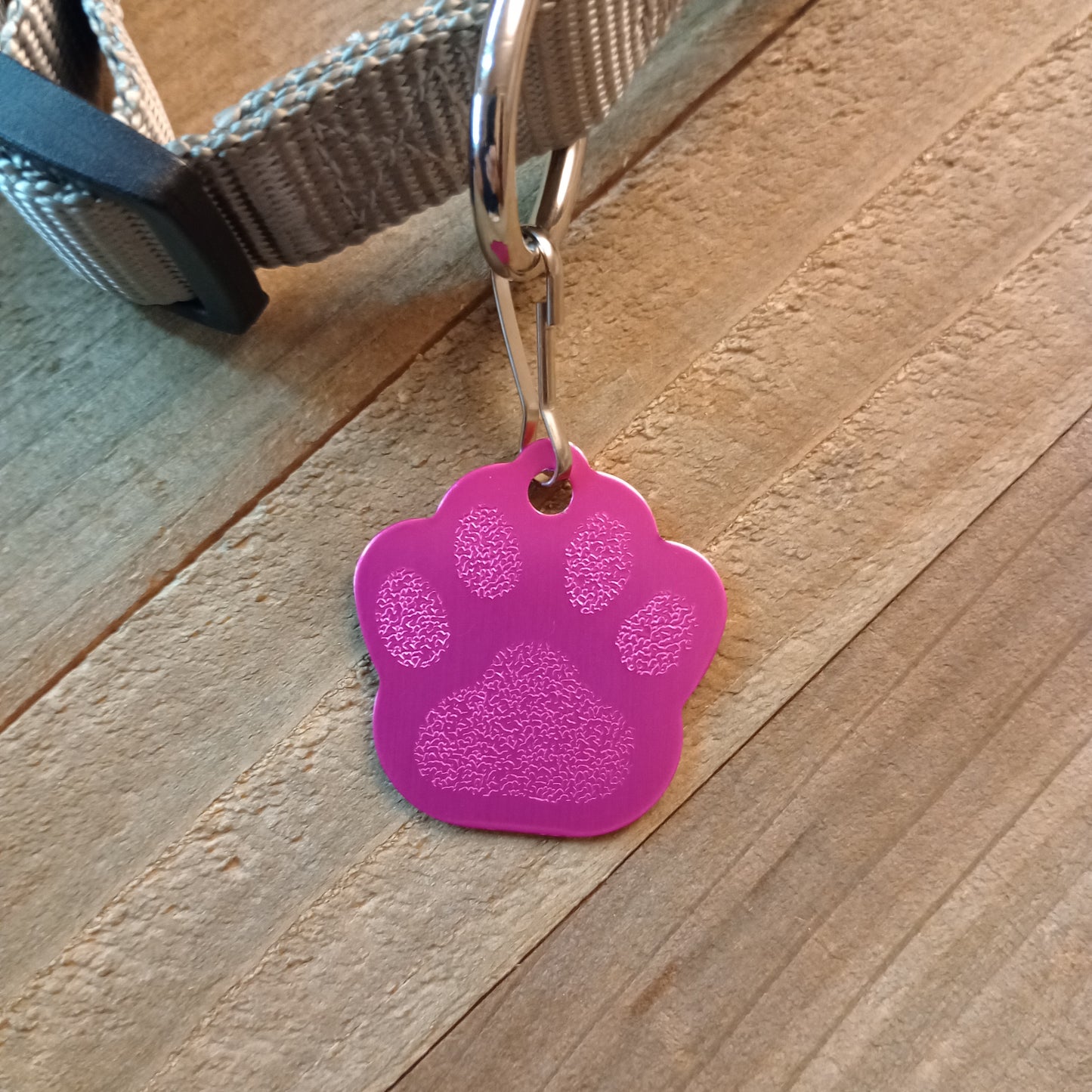 Dark Pink Large Paw Pet Tag (1.4 inch)