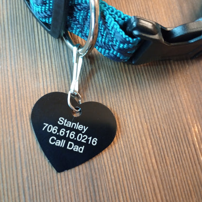 Black Heart Shaped Pet Tag