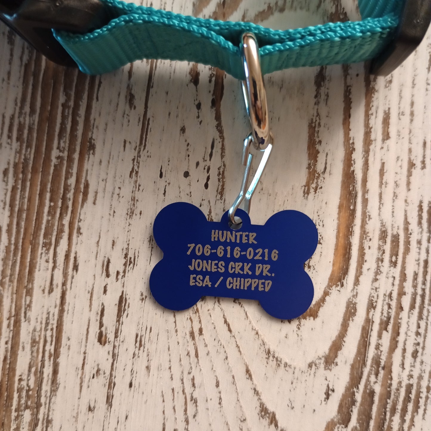 Dark Blue Bone Shaped Pet Tag