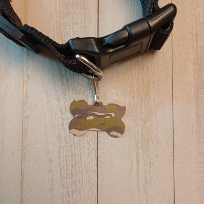 Woodland Green Camo Bone Shaped Pet Tag