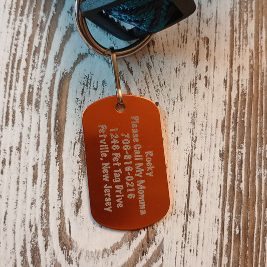 Orange Military Style Pet Tag.