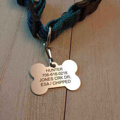 Silver Colored Bone Shaped Pet Tag