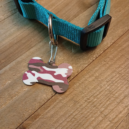 Pink Camo Bone Shaped Pet Tag