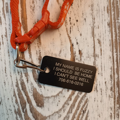 Black Rectangular Pet Tag