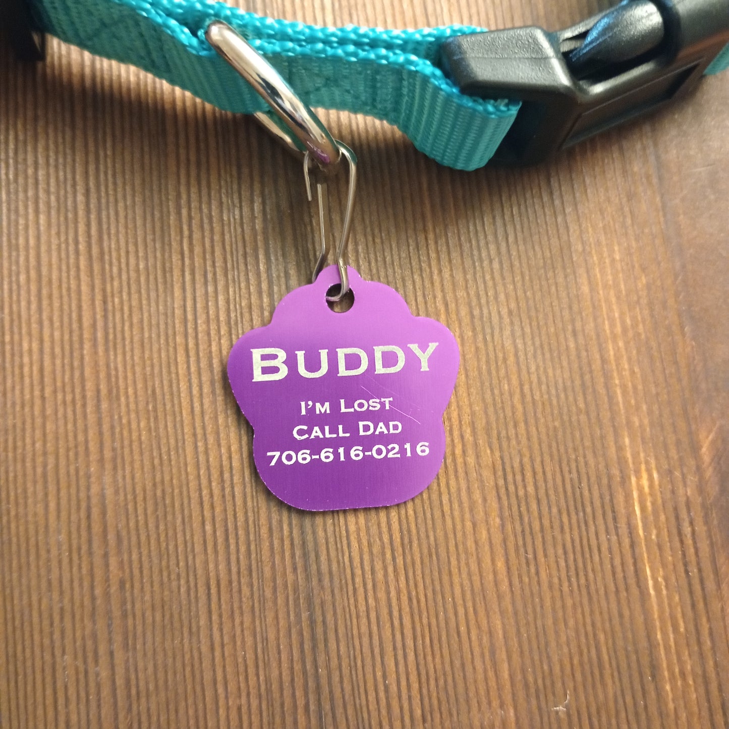 Purple Large Paw Pet Tag (1.4 inch)