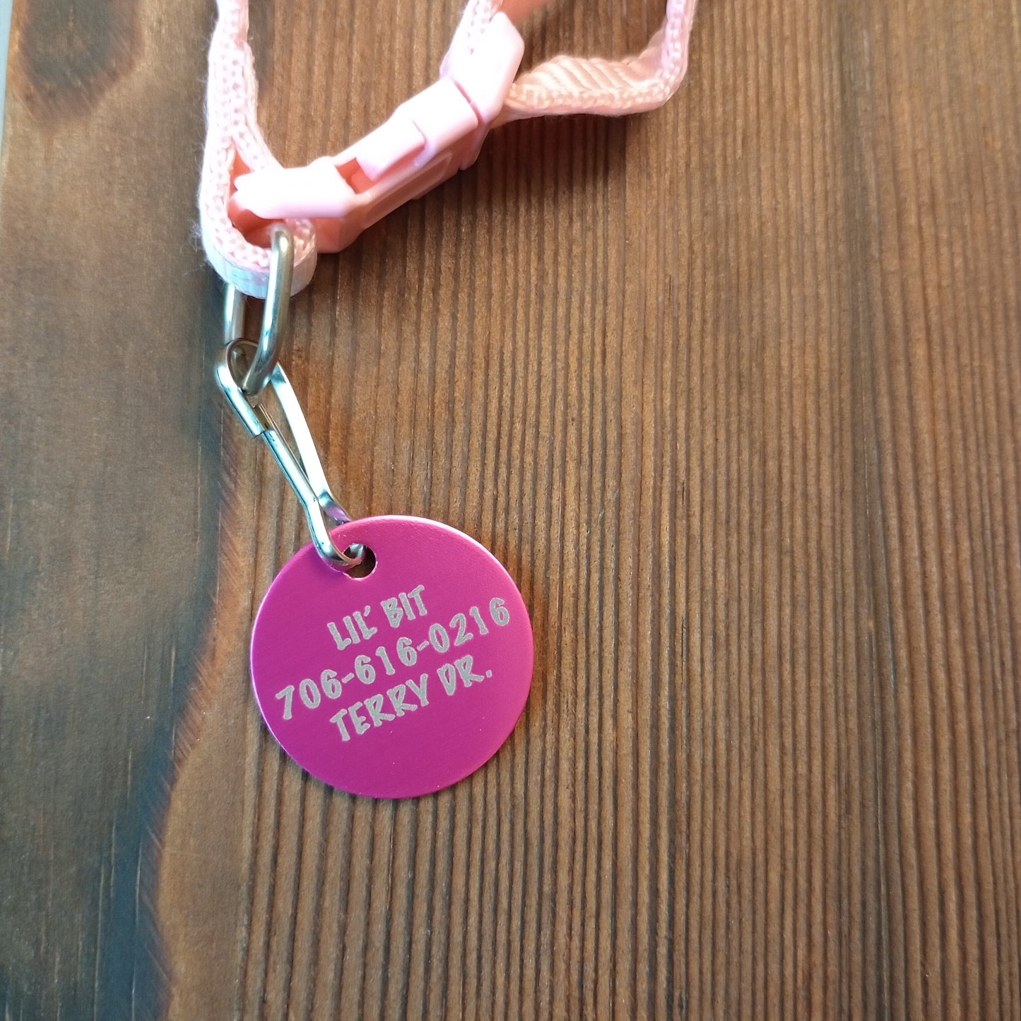 Dark Pink Round Pet Tag