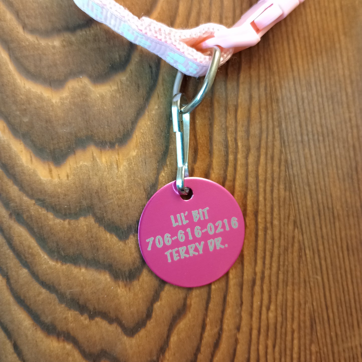 Dark Pink Round Pet Tag