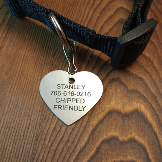 Silver Colored Heart Shaped Pet Tag