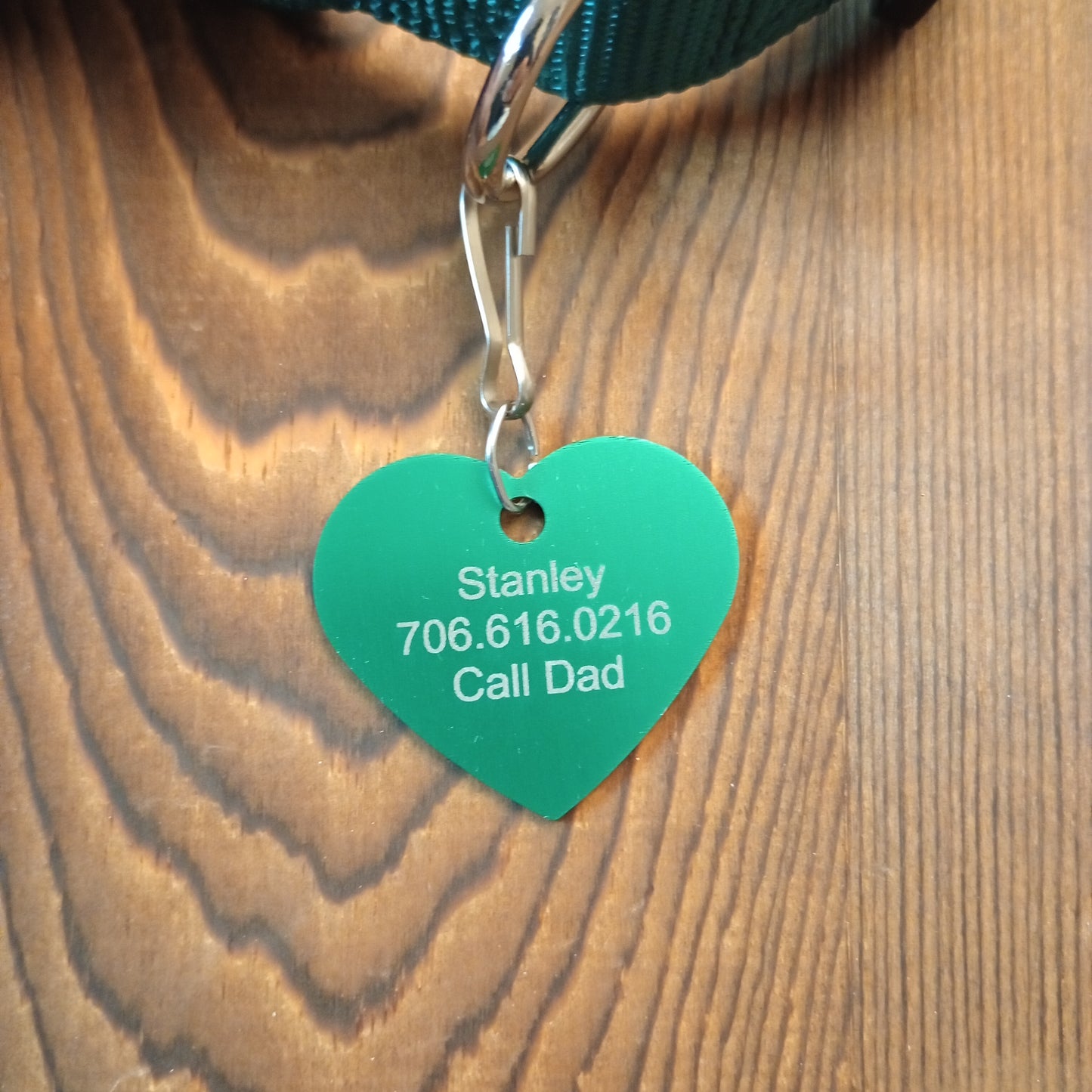 Green Heart Shaped Pet Tag