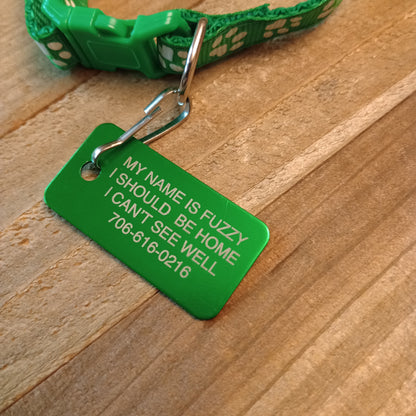 Green Rectangular Pet Tag,