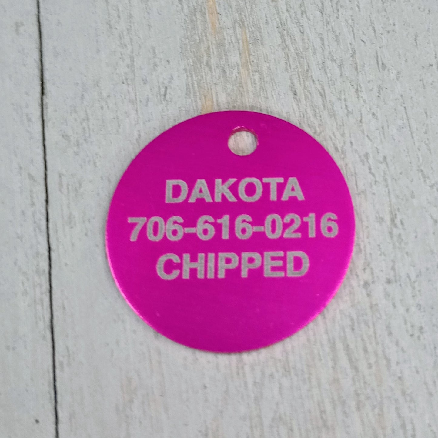 Dark Pink Round Pet Tag