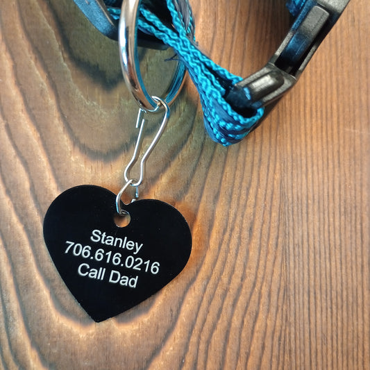 Black Heart Shaped Pet Tag