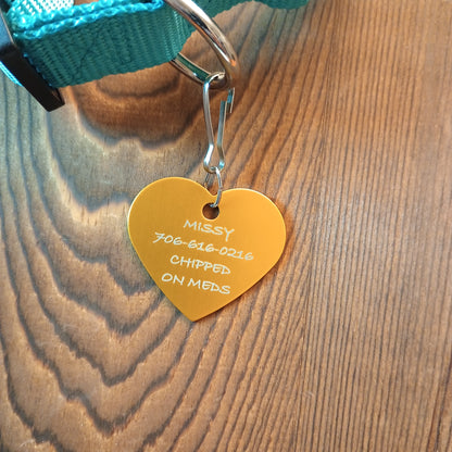 Yellow Heart Shaped Pet Tag