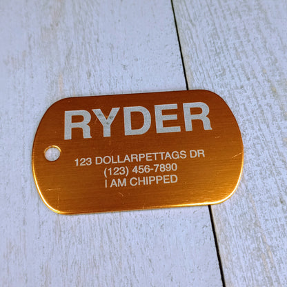 Yellow Military Style Pet Tag