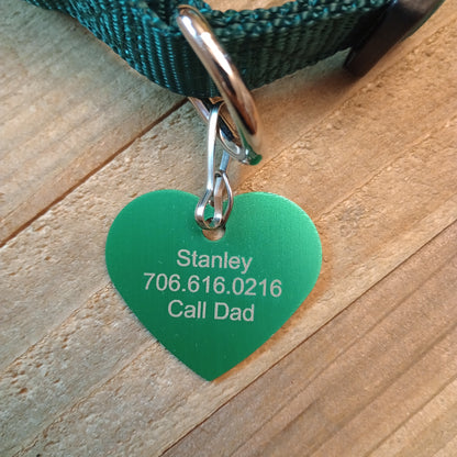 Green Heart Shaped Pet Tag