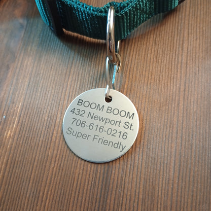 Silver Colored Round Pet Tag (1.4 inch)