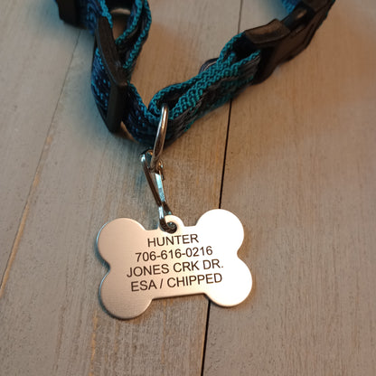 Silver Colored Bone Shaped Pet Tag