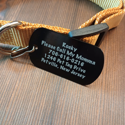 Black Military Style Pet Tag