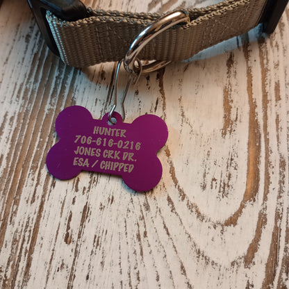 Purple Bone Shaped Pet Tag