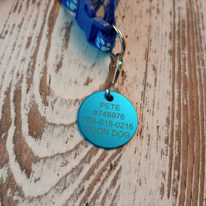 Light Blue Round Pet Tag