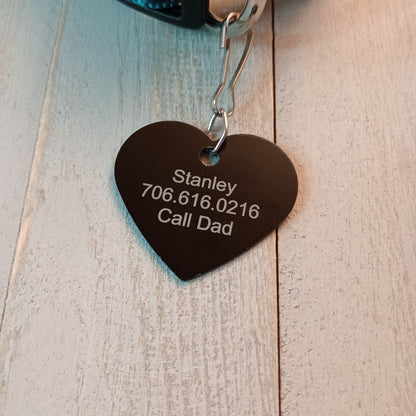 Black Heart Shaped Pet Tag