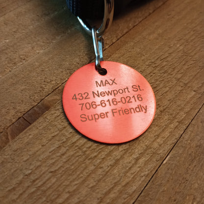 Red Round Pet Tag (1.4 inch)