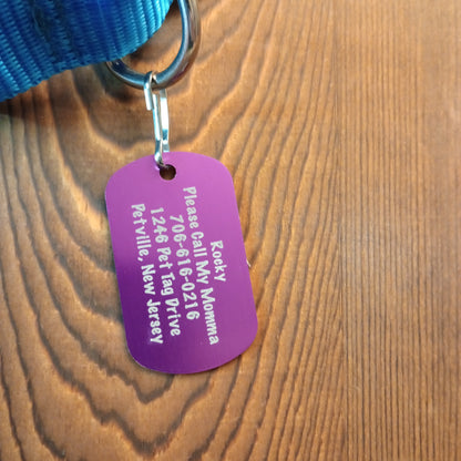 Purple Military Style Pet Tag