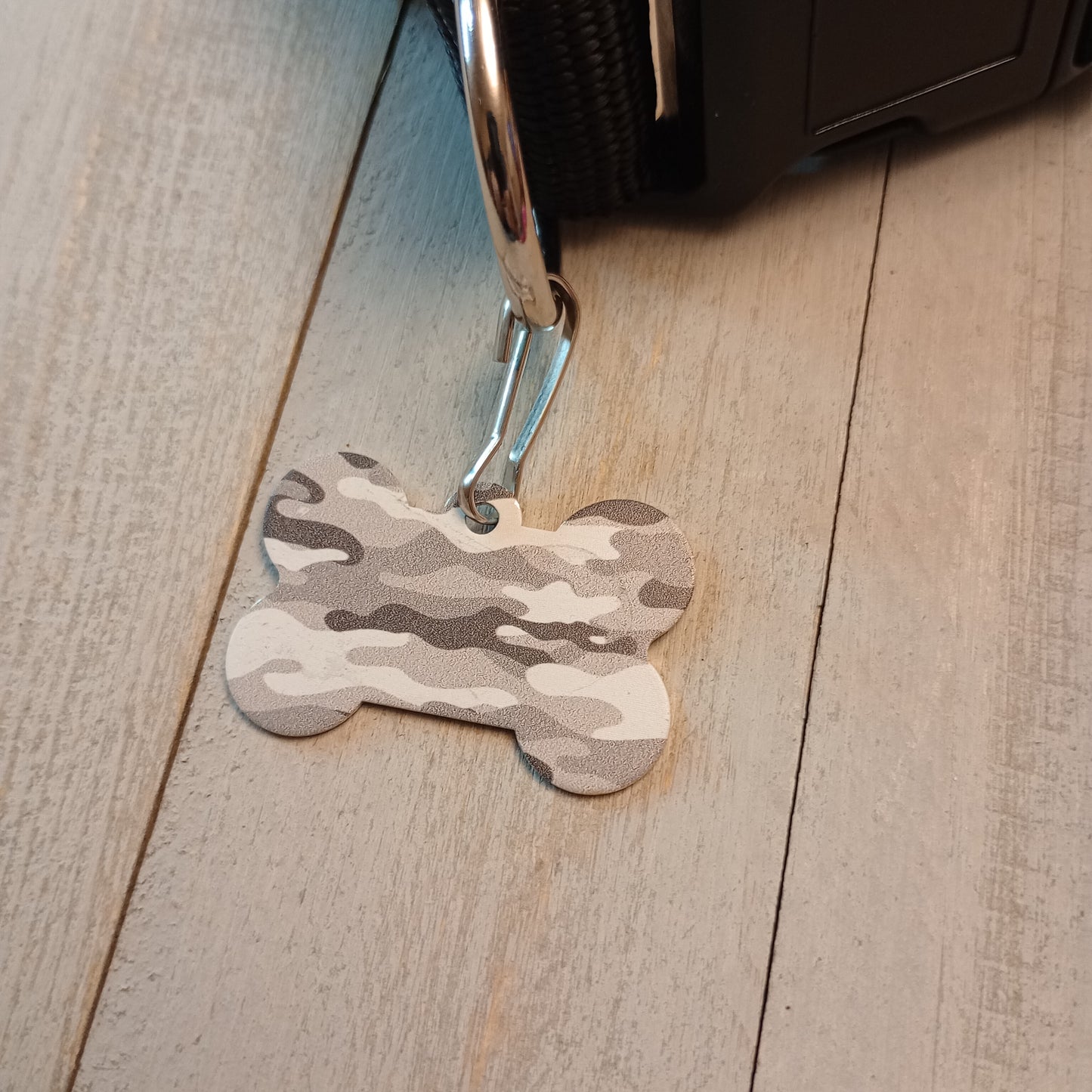 Gray Camo Bone Shaped Pet Tag