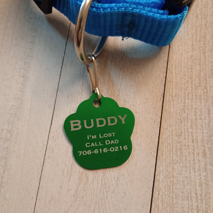 Green Large Paw Pet Tag (1.4 inch)