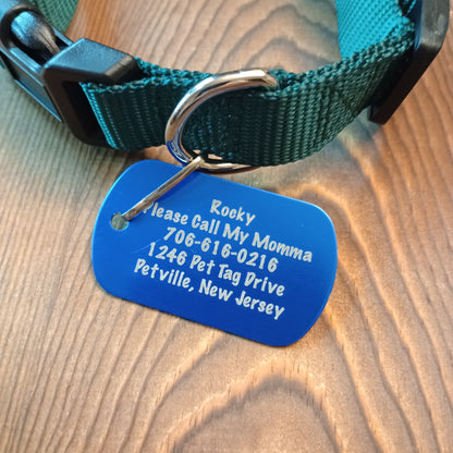 Dark Blue Military Style Pet Tag