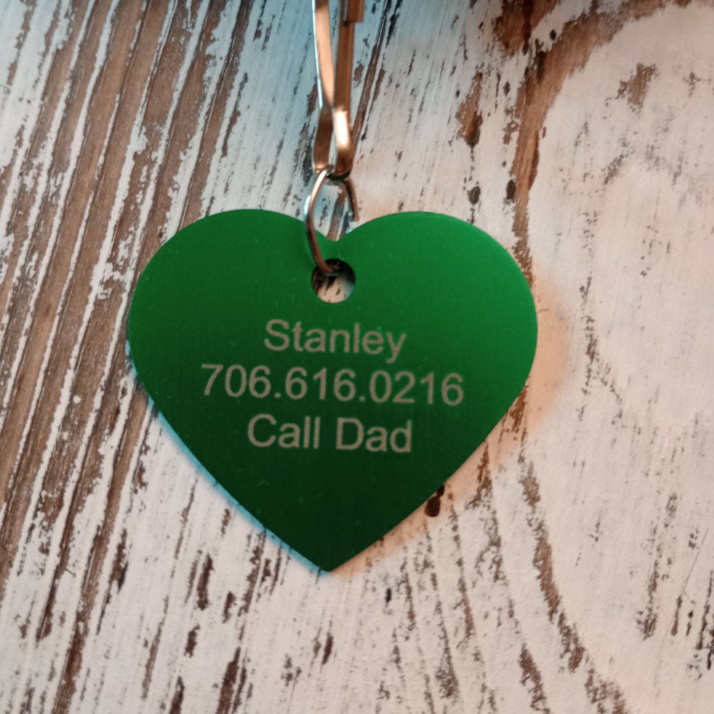 Green Heart Shaped Pet Tag