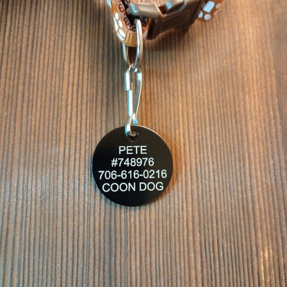 Black Round Pet Tag