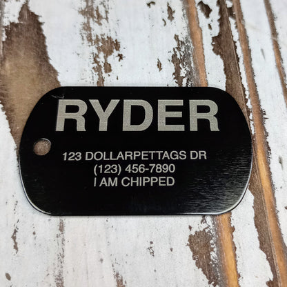 Black Military Style Pet Tag