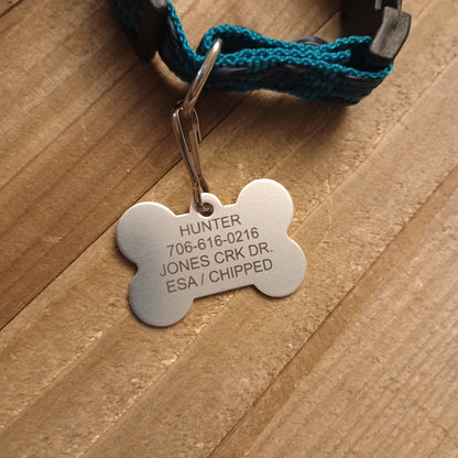 Silver Colored Bone Shaped Pet Tag