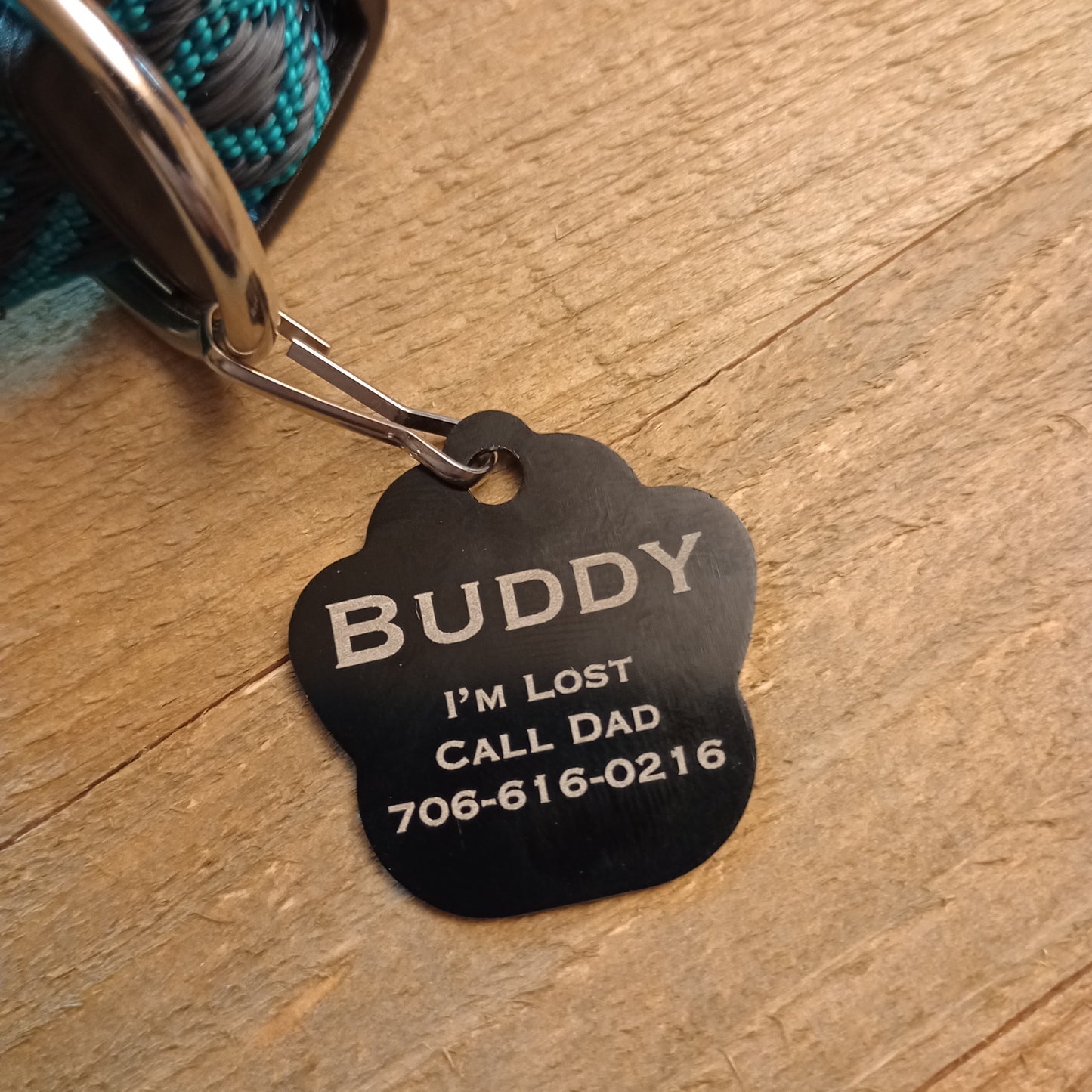 Black Large Paw Pet Tag (1.4 inch)