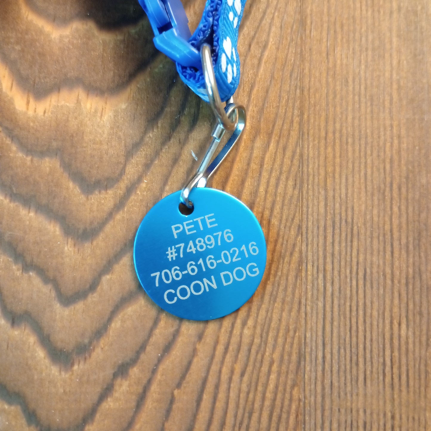 Light Blue Round Pet Tag