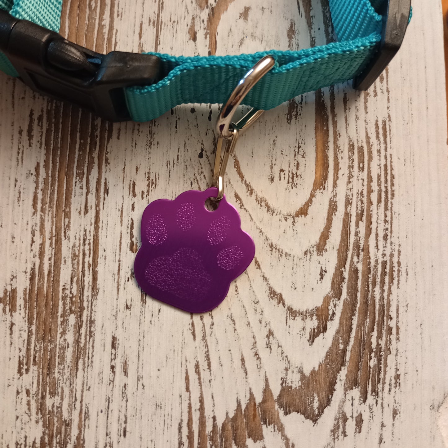 Purple Large Paw Pet Tag (1.4 inch)