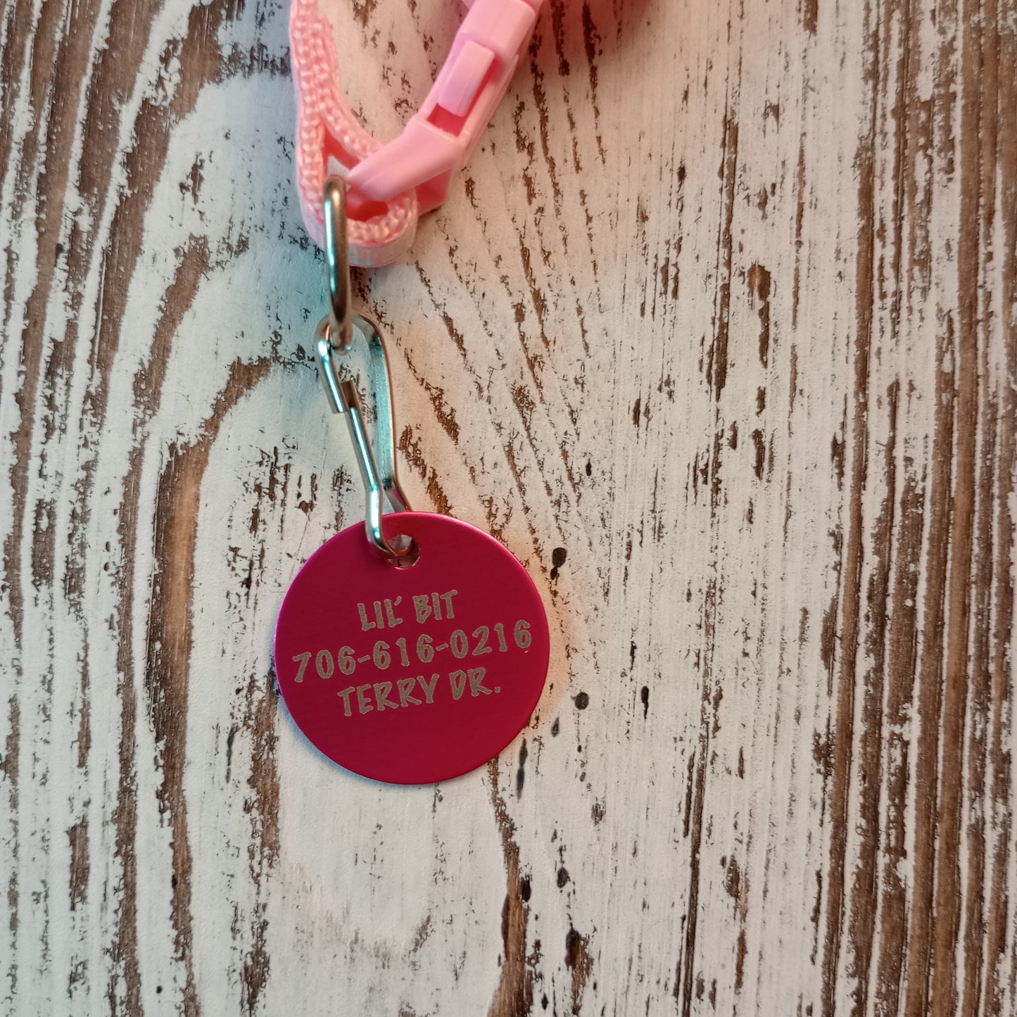 Dark Pink Round Pet Tag