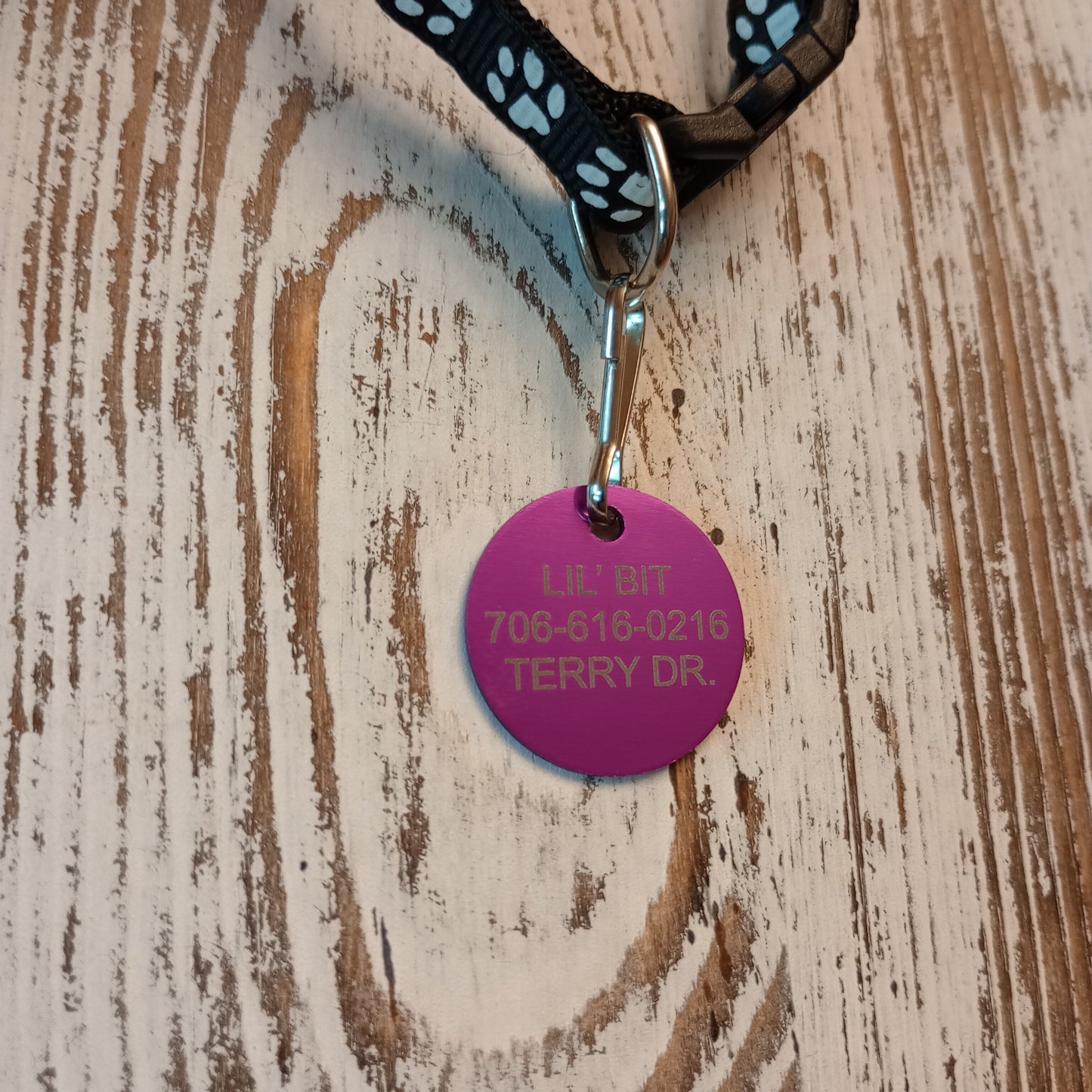 Purple Round Pet Tag