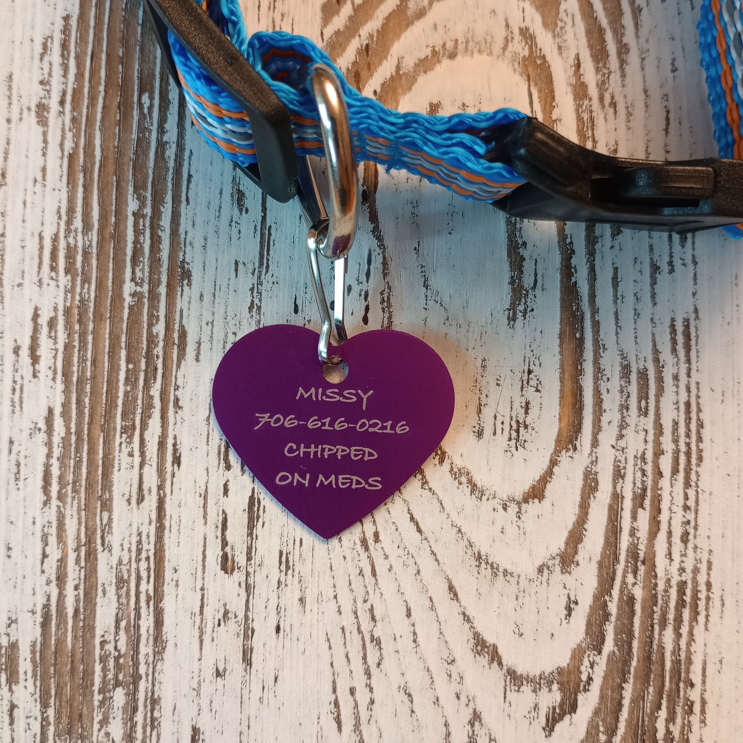 Purple Heart Shaped Pet Tag